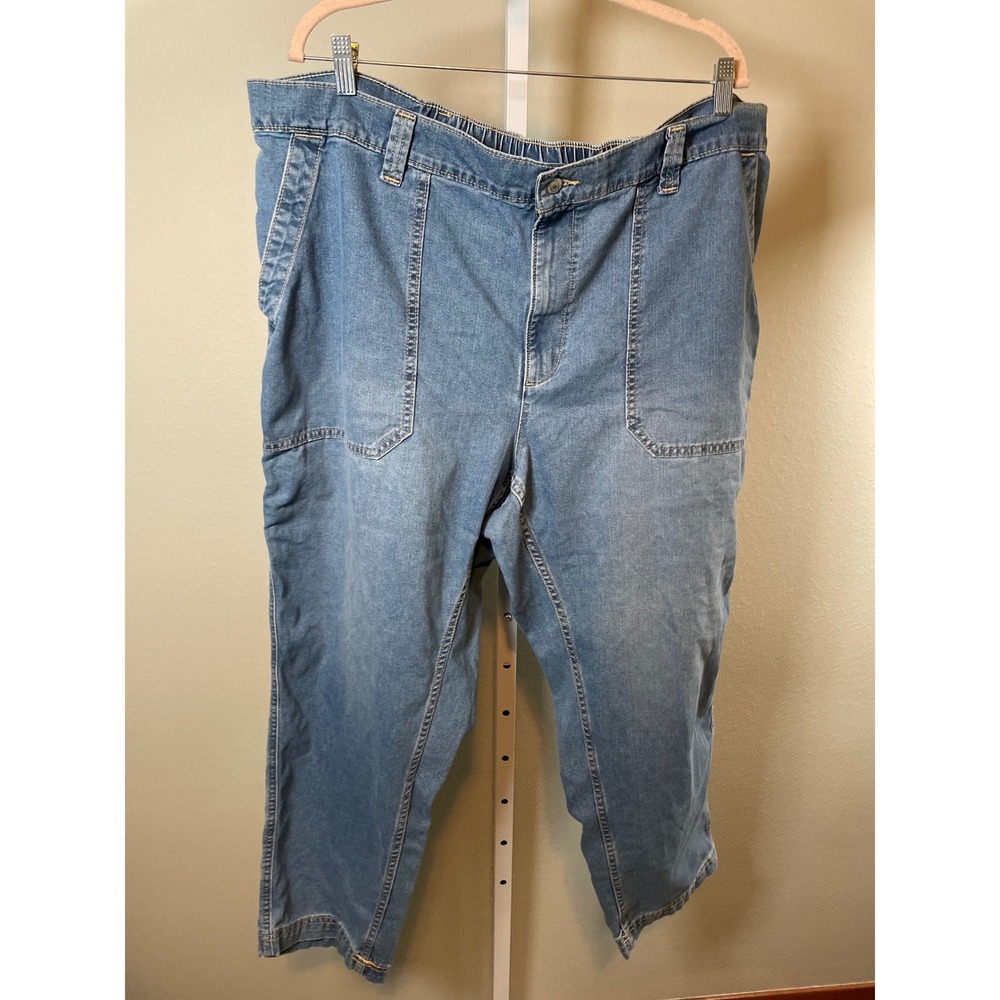 Old Navy High-Rise‎ OG Chino Jeans Women 2X Blue Denim Elastic Waist Tapered Leg